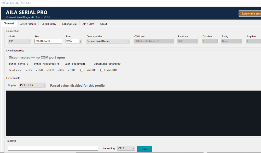 AILA SERIAL PRO Interface Preview